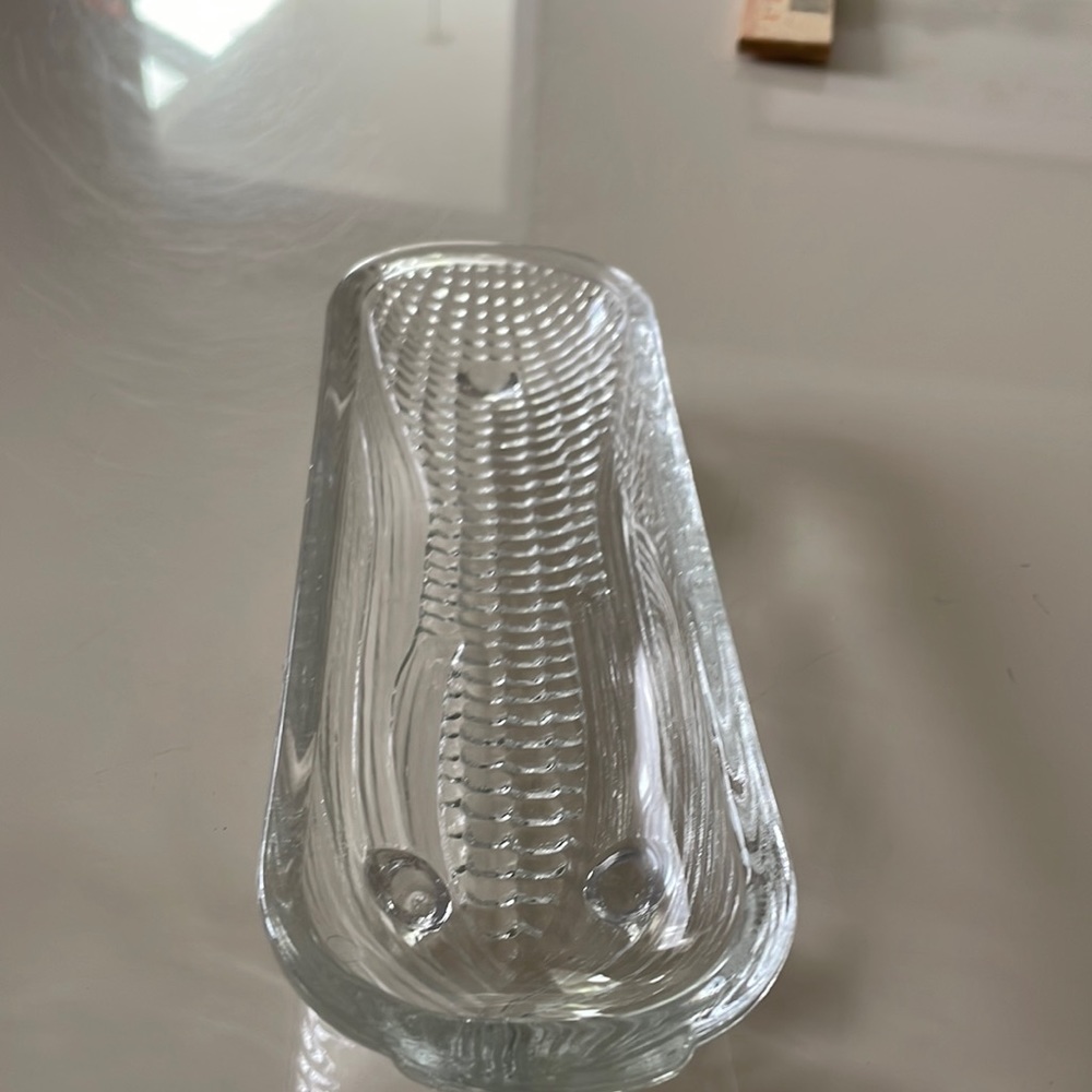 Vintage corn clear glass dishes Corn on the Cob butter and serve